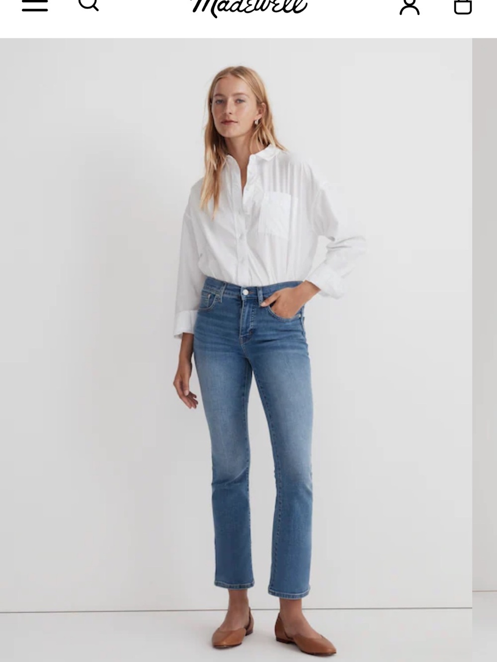 • Madewell • Mid Rise Kick Out Cropped Straight Jeans in Light Blue Wash 28